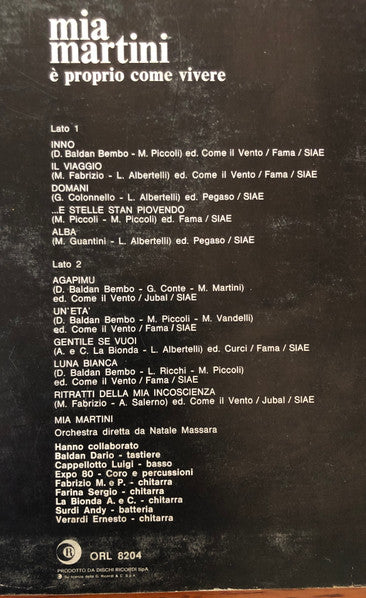 Mia Martini – È  Proprio Come Vivere (LP, Album, Repress, Italy)