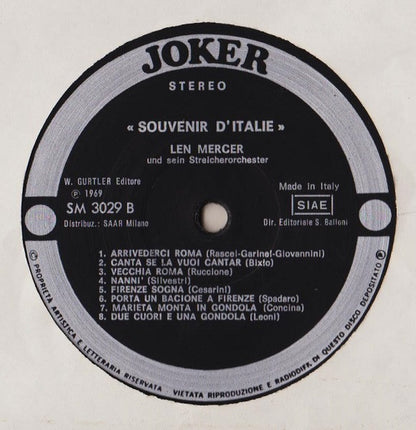 Len Mercer And His Orchestra – Souvenir D'Italie (LP, Reissue, Compilation, Italy)