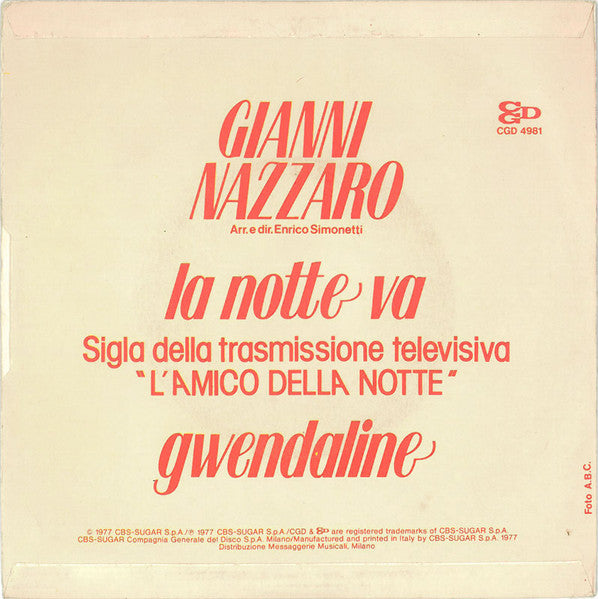 Gianni Nazzaro – La Notte Va (7", Italy - 1977)