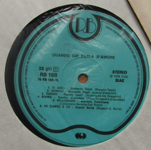 Various – Quando Lui Parla D'Amore (LP, Compilation, Italy - 1978)