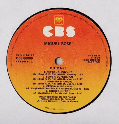 Miguel Bosé – Chicas! (LP, Album, Italy - 1979)