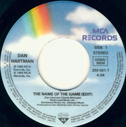 Dan Hartman – Name Of The Game (7", Germany - 1984)