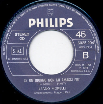 Leano Morelli – Cantare, Gridare... Sentirsi Tutti Uguali (7", Italy - 1978)