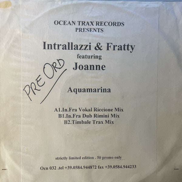 Intrallazzi & Fratty, Joanne Thomas – Aquamarina (12", Limited Edition, White Label, Italy - 2000)