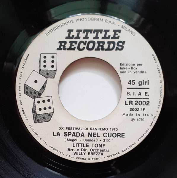 Little Tony – La Spada Nel Cuore (7", Italy - 1970)