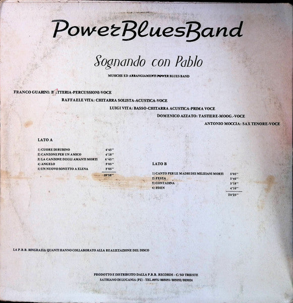 Power Blues Band – Sognando Con Pablo (LP, Album, Italy)