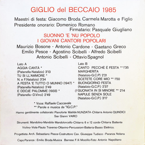 I Giovani Cantori Popolari – Suonno 'E 'Nu Popolo (LP, Italy - 1985)
