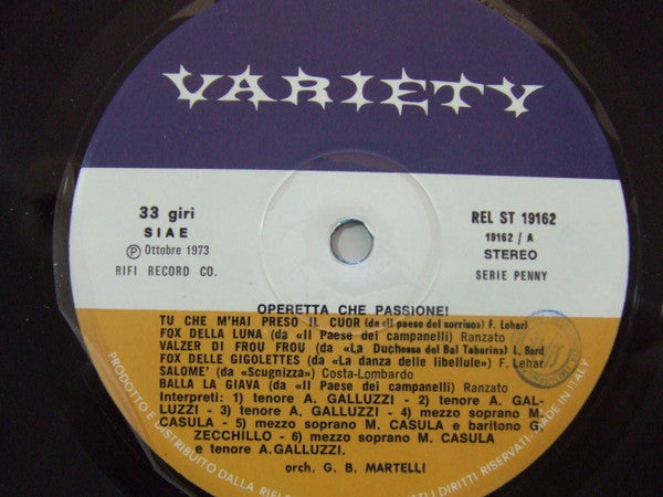 Orchestra Bruno Martelli – Operetta Che Passione! (LP, Album, Italy - 1973)