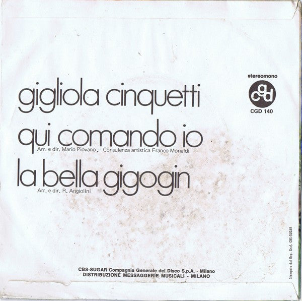 Gigliola Cinquetti – Qui Comando Io (7", Italy - 1971)