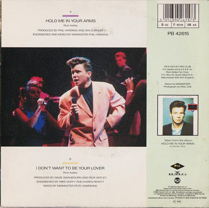 Rick Astley – Hold Me In Your Arms (7", Italy - 1989)