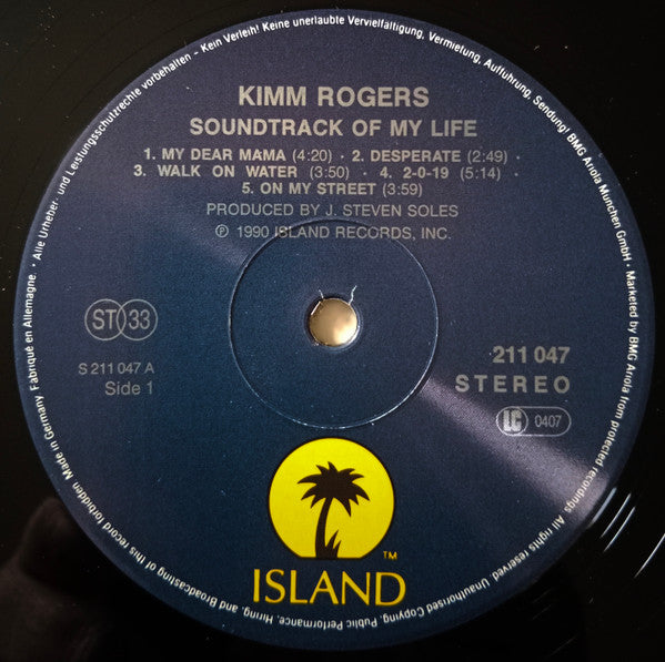 Kimm Rogers – Soundtrack Of My Life (LP, Album, Germany - 1990)