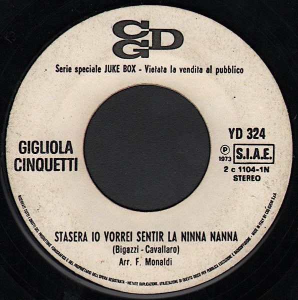 Massimo Ranieri, Gigliola Cinquetti – Erba Di Casa Mia / Stasera Io Vorrei Sentir La Ninna Nanna (7", Italy - 1973)