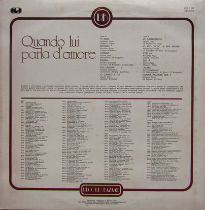 Various – Quando Lui Parla D'Amore (LP, Compilation, Italy - 1978)