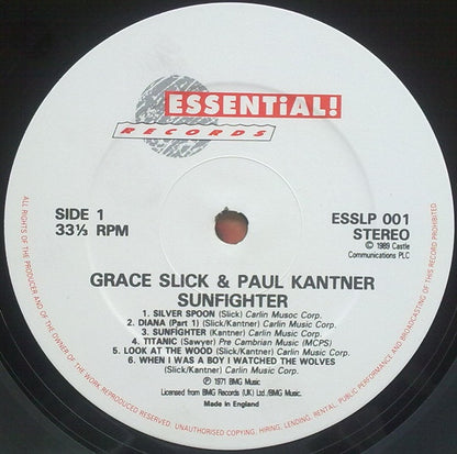 Paul Kantner, Grace Slick – Sunfighter (LP, Album, Reissue, UK - 1989)