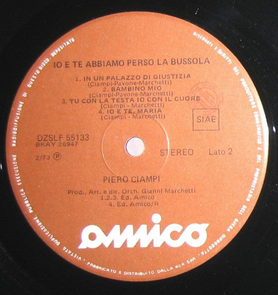 Piero Ciampi – Io E Te Abbiamo Perso La Bussola (LP, Italy - 1973)