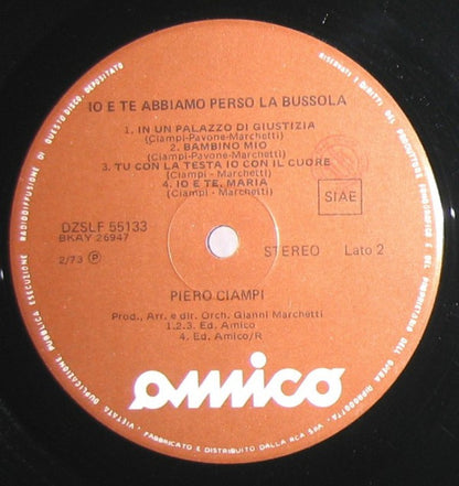 Piero Ciampi – Io E Te Abbiamo Perso La Bussola (LP, Italy - 1973)