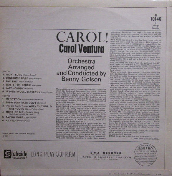 Carol Ventura – Carol! (LP, Album, UK - 1965)