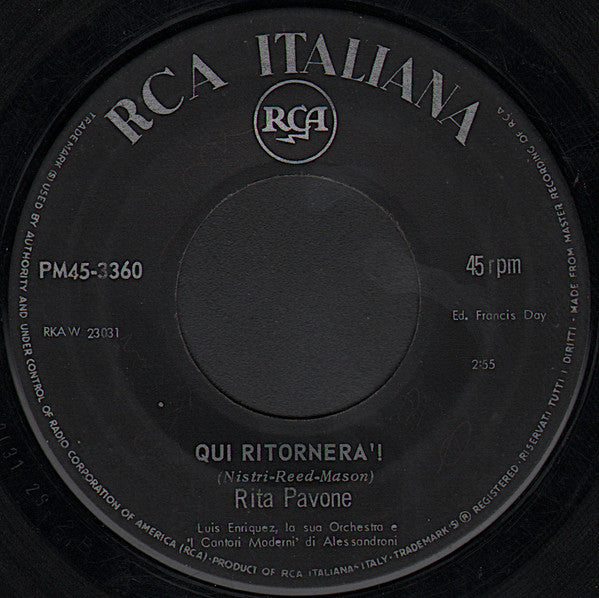 Rita Pavone – Qui Ritornerà!  (7", Italy - 1966)