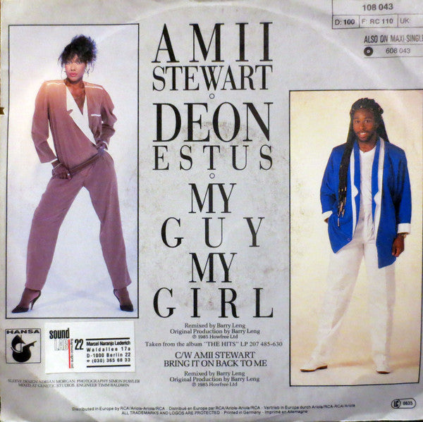 Amii Stewart, Deon Estus – My Guy, My Girl (7", Europe - 1986)