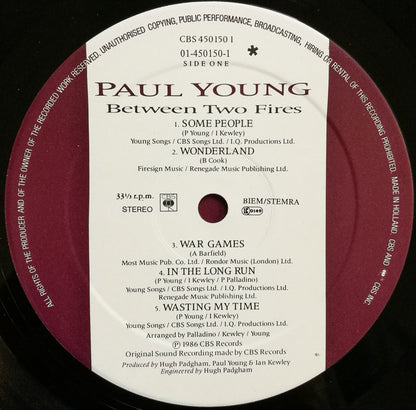 Paul Young – Between Two Fires (LP, Album, Europe - 1986)