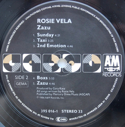 Rosie Vela – Zazu (LP, Album, Germany - 1986)