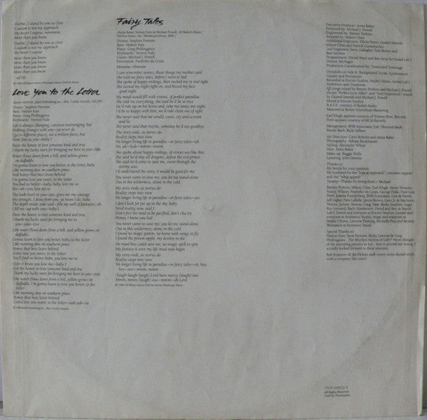 Anita Baker – Compositions (LP, Album, Italy - 1990)