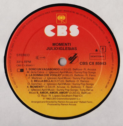 Julio Iglesias – Momenti (LP, Album, Europe - 1982)