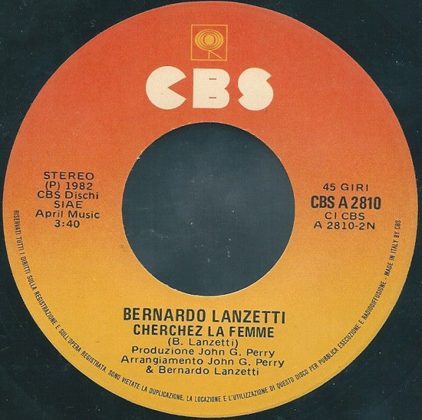 Bernardo Lanzetti – Solamente Noi  (7", Italy - 1982)