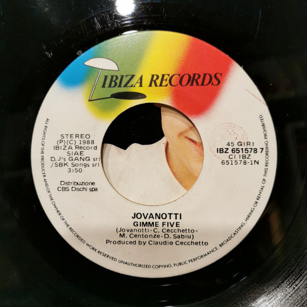 Jovanotti – Gimme Five (7", Italy - 1988)