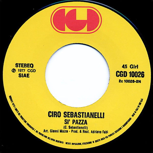 Ciro Sebastianelli – Il Buio E Tu / Si' Pazza (7", Reissue, Italy - 1978)