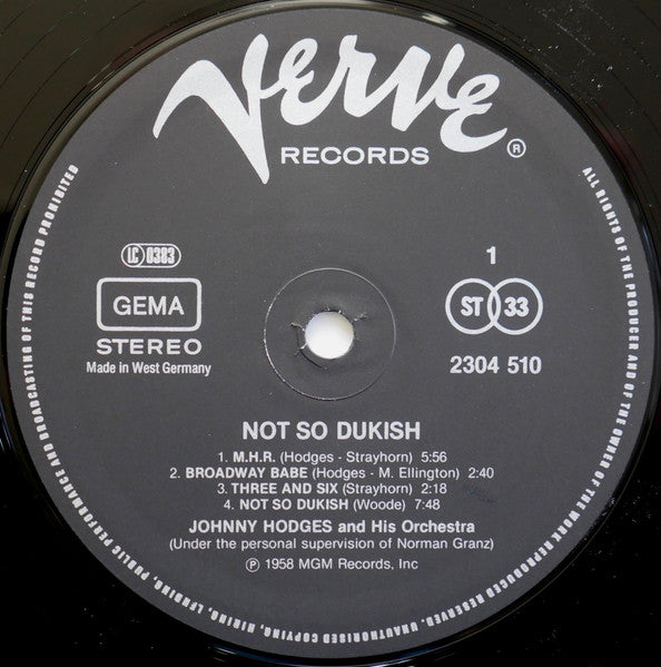 Johnny Hodges And His Orchestra – Not So Dukish 	 	 (LP, Germany)