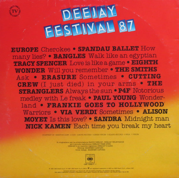 Various – Deejay Time Festival 87 (LP, Compilation, Italy - 1987)