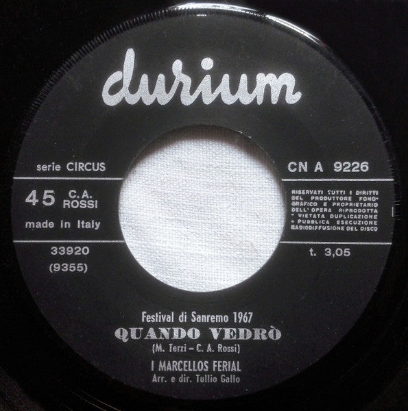 Marcello's Ferial – Quando Vedrò (7", Italy - 1967)