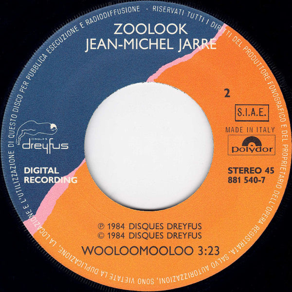 Jean-Michel Jarre – Zoolook (7", Italy - 1984)