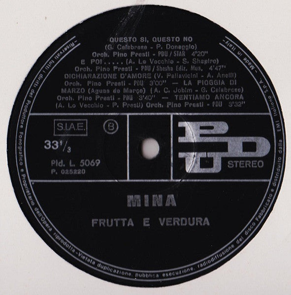 Mina (3) – Frutta E Verdura (LP, Album, Italy - 1973)