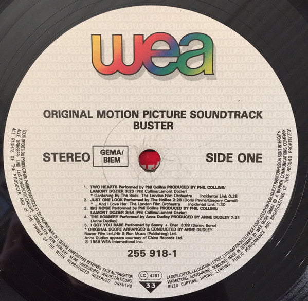 Various – Buster - Original Motion Picture Soundtrack (LP, Compilation, Europe - 1988)