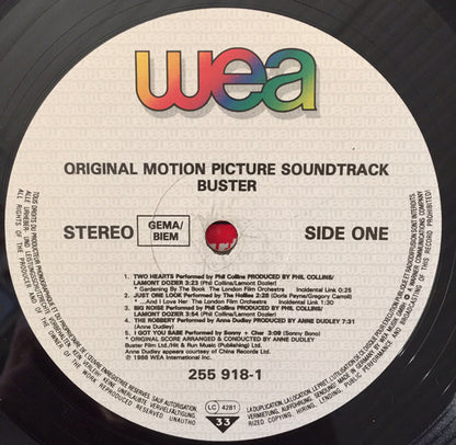 Various – Buster - Original Motion Picture Soundtrack (LP, Compilation, Europe - 1988)