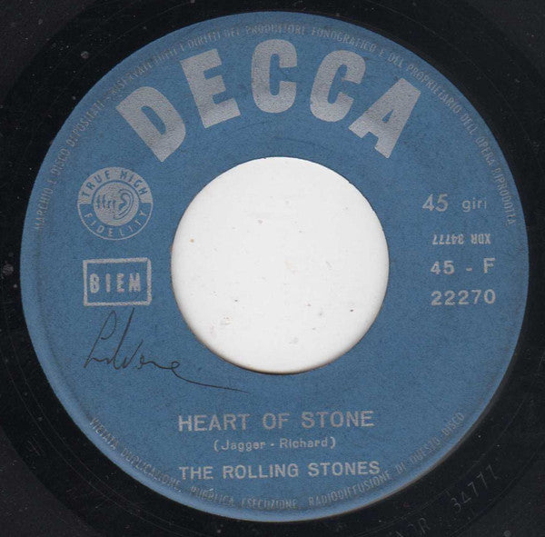 The Rolling Stones – Con Le Mie Lacrime = As Tears Go By / Heart Of Stone (7", Italy - 1966)