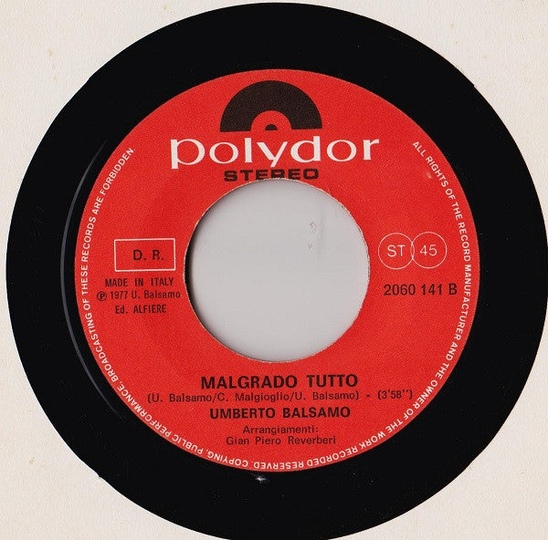 Umberto Balsamo – L'Angelo Azzurro (7", Italy - 1977)