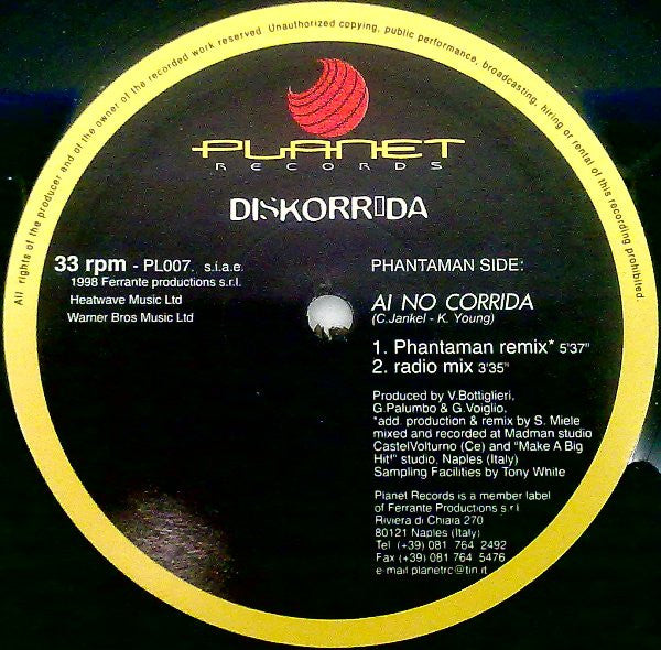 Diskorrida – Ai No Corrida (12", Italy - 1998)