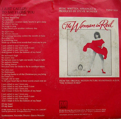 Stevie Wonder – I Just Called To Say I Love You (7", Italy - 1984)