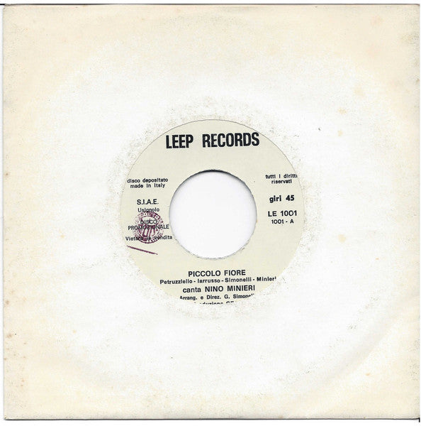Nino Minieri, Giacomo Simonelli, Akademia's Sound – Piccolo Fiore (7", Italy)