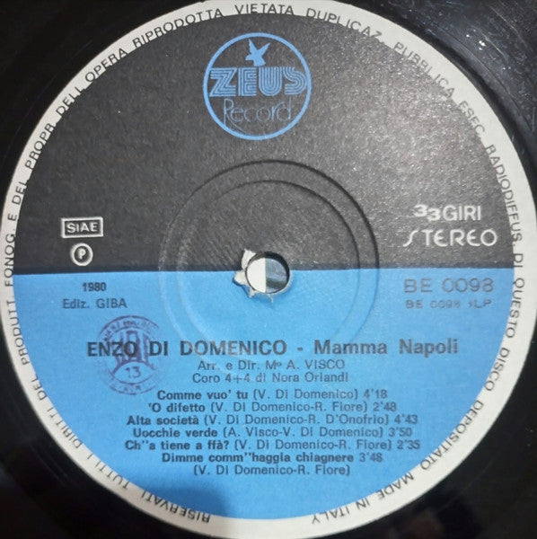 Enzo Di Domenico – Mamma Napoli (LP, Album, Italy - 1980)