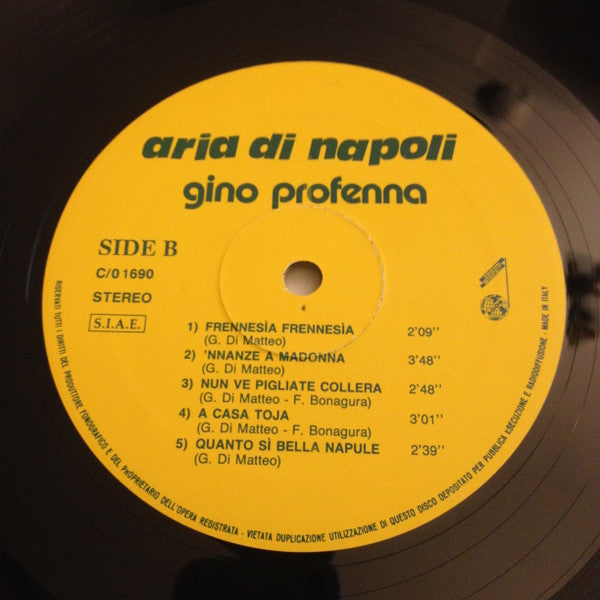 Gino Profenna – Aria Di Napoli (LP, Album, Italy)