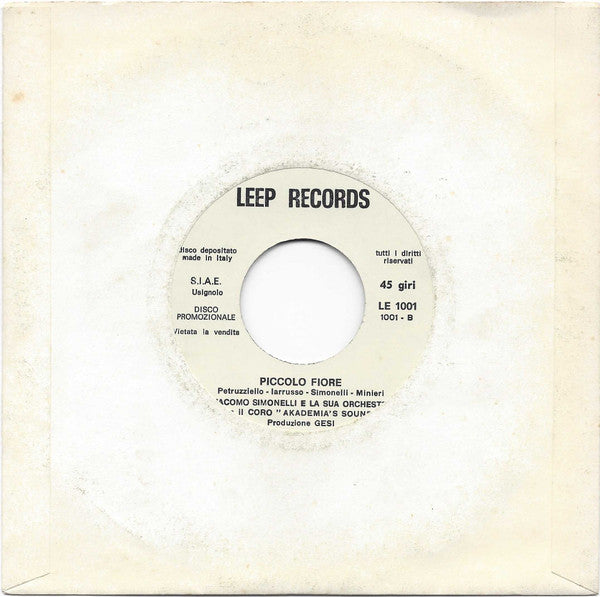 Nino Minieri, Giacomo Simonelli, Akademia's Sound – Piccolo Fiore (7", Italy)