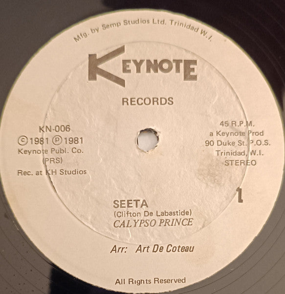 Calypso Prince – Seeta  (12", Trinidad & Tobago - 1981)