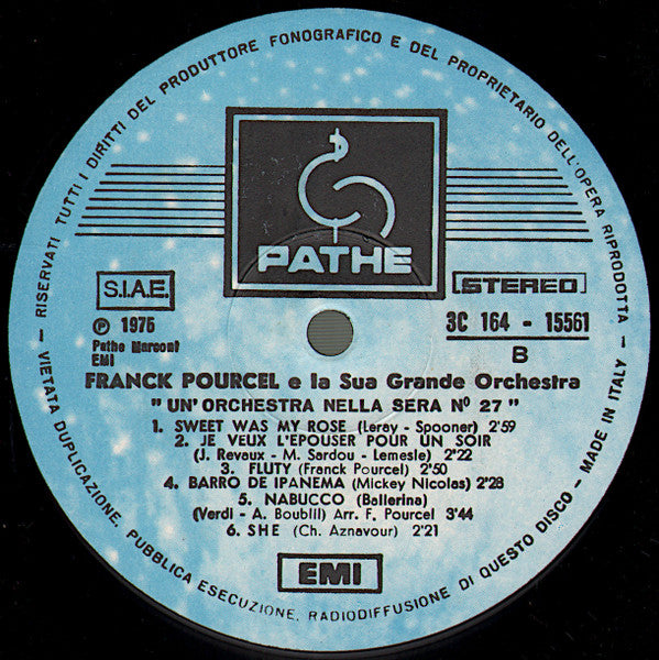Franck Pourcel et Son Grand Orchestre – Un'Orchestra Nella Sera N. 27 (LP, Album, Italy - 1976)