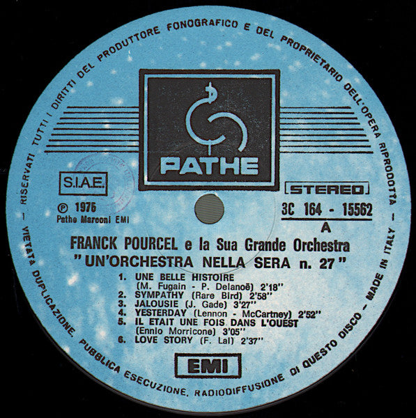Franck Pourcel et Son Grand Orchestre – Un'Orchestra Nella Sera N. 27 (LP, Album, Italy - 1976)