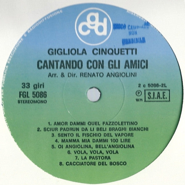 Gigliola Cinquetti – Cantando Con Gli Amici (LP, Album, Italy - 1971)