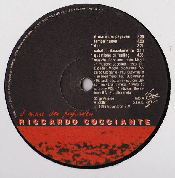 Riccardo Cocciante – Il Mare Dei Papaveri (LP, Album, Italy - 1985)